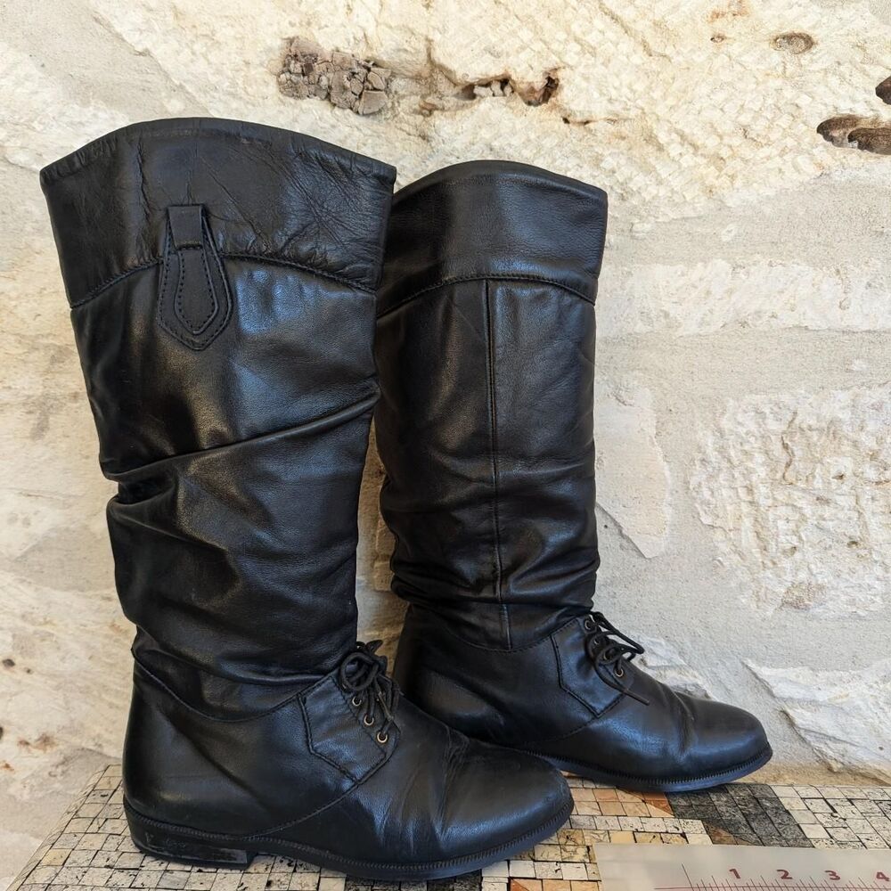 LL Bean Vintage 80s Black Leather Made Canada Oxford Boots 6.5 RARE riding